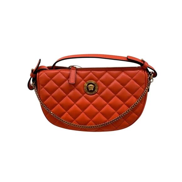 Versace Handbags - versace lamb skin quilted gold medusa coral crossbody bag